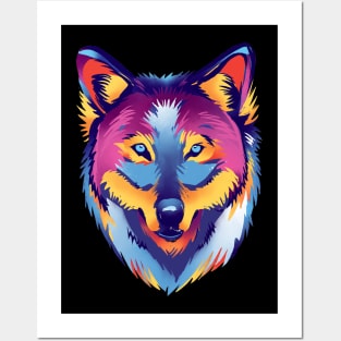 Colorful wolf wild animal Posters and Art